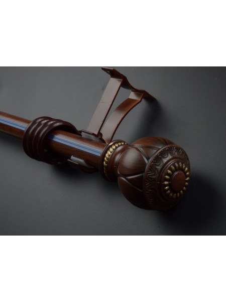 QYRY06 1-1/8" Wood Grain Nano Mute White Oak Wood Thick Curtain Rod Set(Color: Sandalwood)