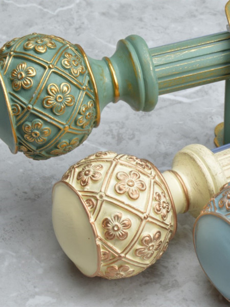 QYRY08 1-1/8"  Aluminum Alloy Thick White Blue Green Curtain Rod Sets