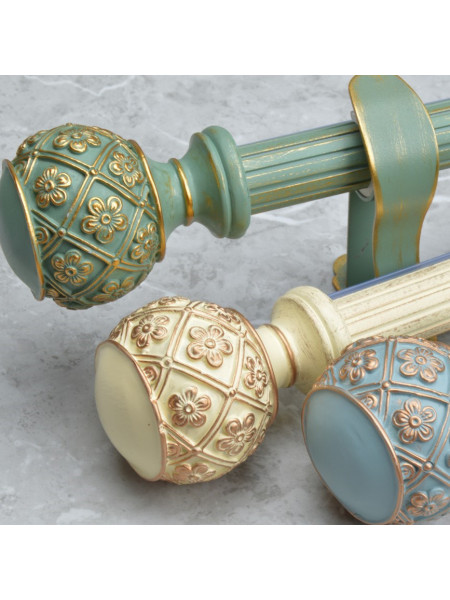 QYRY08 1-1/8"  Aluminum Alloy Thick White Blue Green Curtain Rod Sets