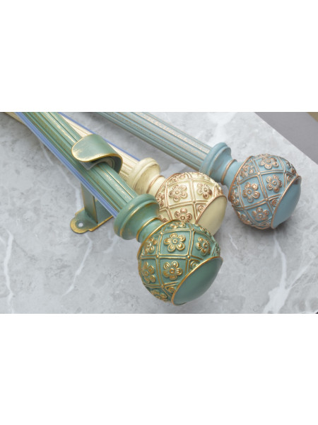QYRY08 1-1/8"  Aluminum Alloy Thick White Blue Green Curtain Rod Sets