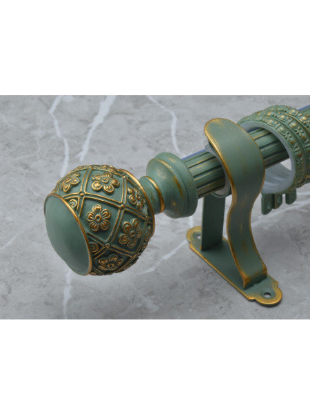 QYRY08 1-1/8"  Aluminum Alloy Thick White Blue Green Curtain Rod Sets(Color: Green)