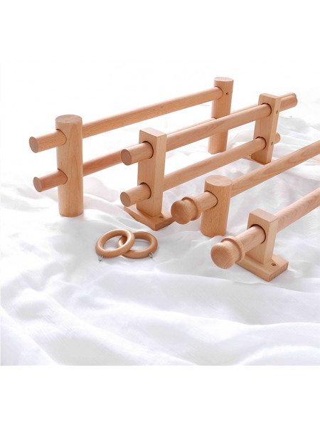 QYT01 1-1/8" Ash Wood Single Double Curtain Rod Sets 