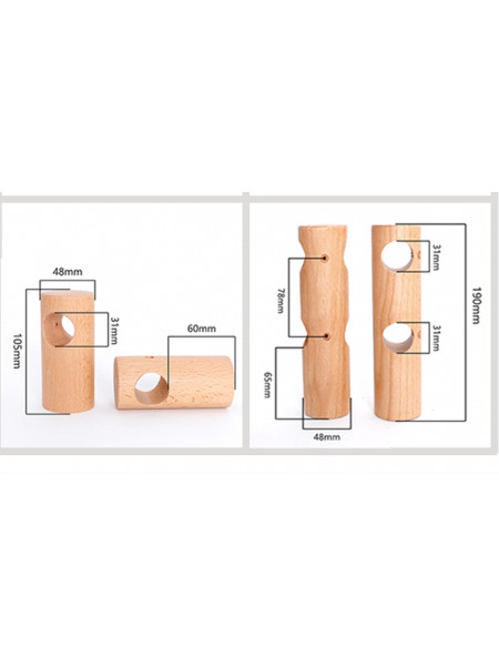 QYT01 1-1/8" Ash Wood Single Double Curtain Rod Sets 