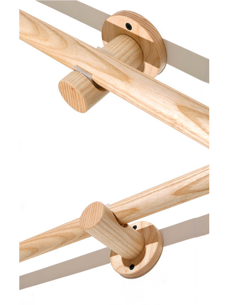 QYT03 1-1/8"  Ash Wood Ball Bracket Single Double Curtain Rod Sets 