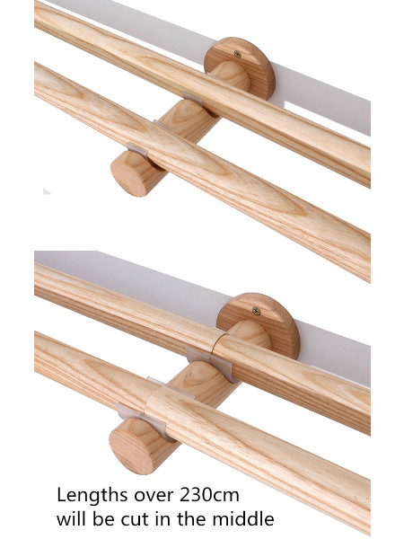 QYT03 1-1/8"  Ash Wood Ball Bracket Single Double Curtain Rod Sets 