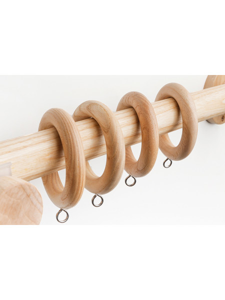 QYT03 1-1/8"  Ash Wood Ball Bracket Single Double Curtain Rod Sets 