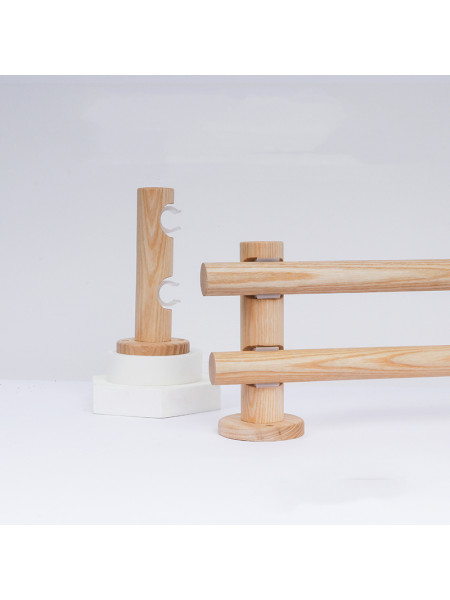 QYT102 White Ash Wooden Drapery Rod Brackets For 1.14 Inch Curtain Poles(Color: Double round wood bracket)