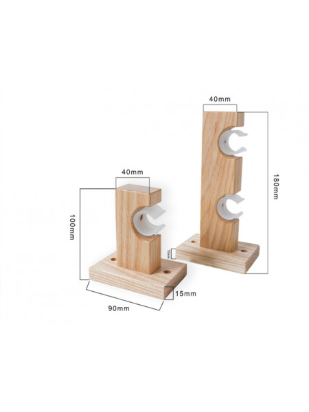 QYT102 White Ash Wooden Drapery Rod Brackets For 1.14 Inch Curtain Poles