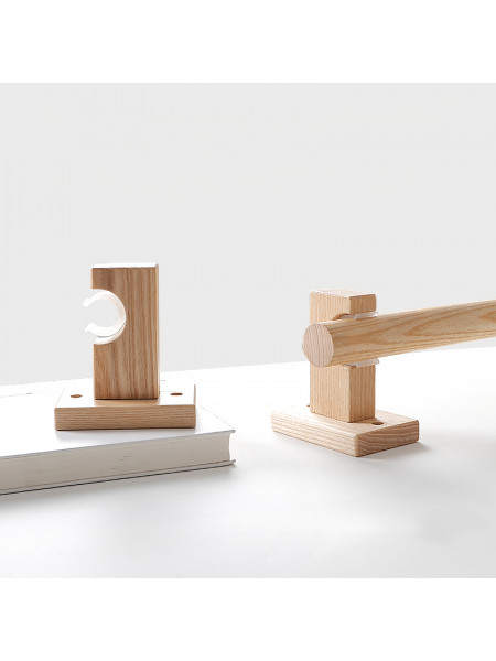 QYT102 White Ash Wooden Drapery Rod Brackets For 1.14 Inch Curtain Poles(Color: Single square wood bracket)