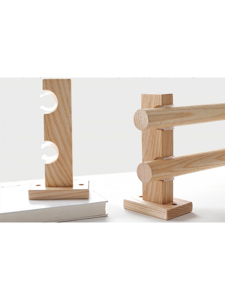 QYT102 White Ash Wooden Drapery Rod Brackets For 1.14 Inch Curtain Poles(Color: Double square wood bracket)