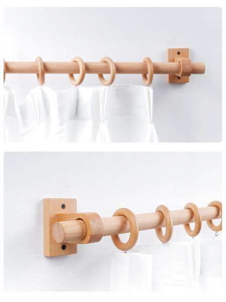QYT06 1"  Ash Wood Single Curtain Rod Sets