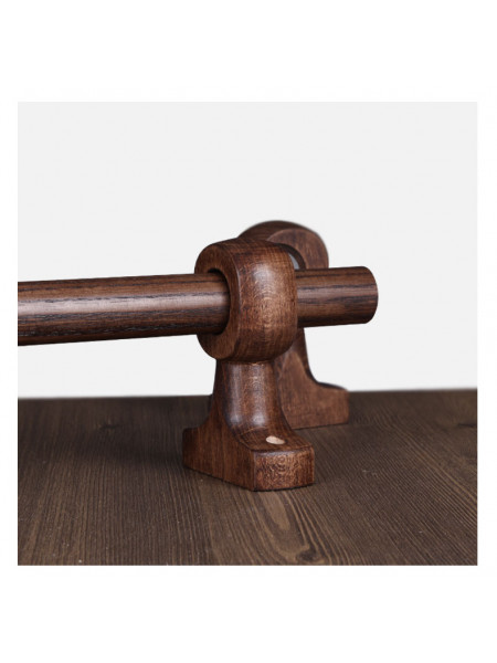 QYT07 1-1/8"  Ash Wood Black Walnut Single Double Curtain Rod Sets 