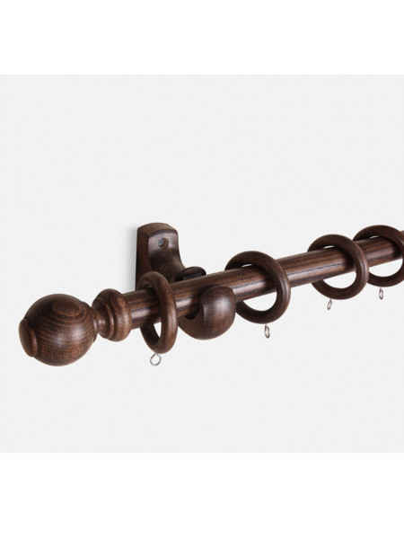 QYT07 1-1/8"  Ash Wood Black Walnut Single Double Curtain Rod Sets 