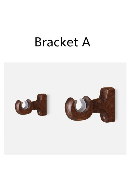QYT07 1-1/8"  Ash Wood Black Walnut Single Double Curtain Rod Sets 