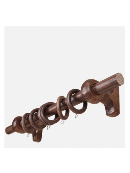 QYT07 1-1/8"  Ash Wood Black Walnut Single Double Curtain Rod Sets 