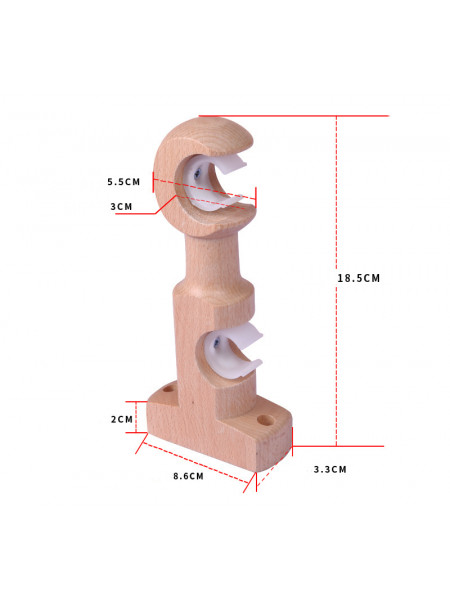 QYT08 1-1/8"  Ash Wood Single Double Curtain Rod Sets