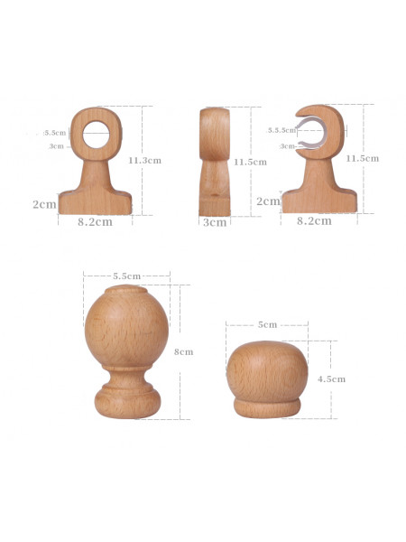 QYT08 1-1/8"  Ash Wood Single Double Curtain Rod Sets