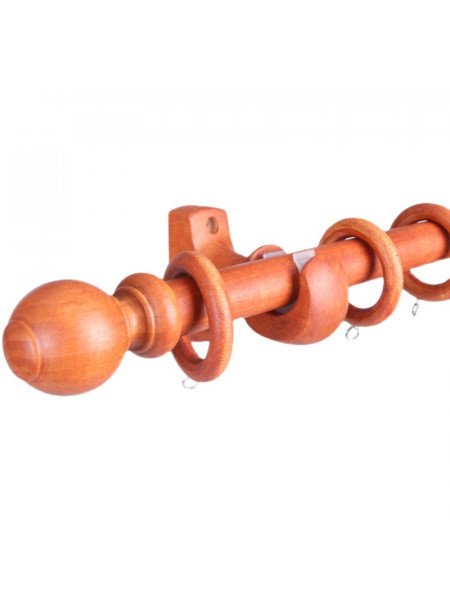 QYT09 1-1/8"  Ash Wood Red Wood Single Double Curtain Rod Sets(Color: Red wood Bracket A)