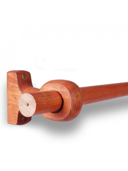 QYT09 1-1/8"  Ash Wood Red Wood Single Double Curtain Rod Sets(Color: Red wood Bracket B)