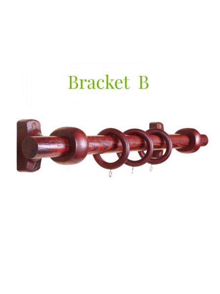 QYT10 1-1/8"  Bright Red Wood Single Double Wooden Curtain Rod Sets 