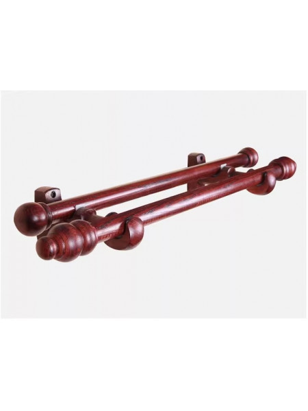 QYT10 1-1/8"  Bright Red Wood Single Double Wooden Curtain Rod Sets 