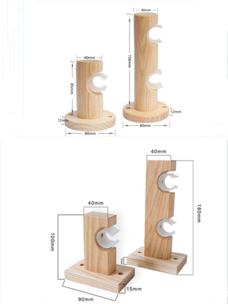 QYT102 White Ash Wooden Drapery Rod Brackets For 1.14 Inch Curtain Poles