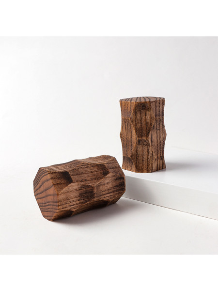 Luxury Black Walnut Wood Drapery Rod Finials For Wooden Poles(Color: Wood rhombus finials)