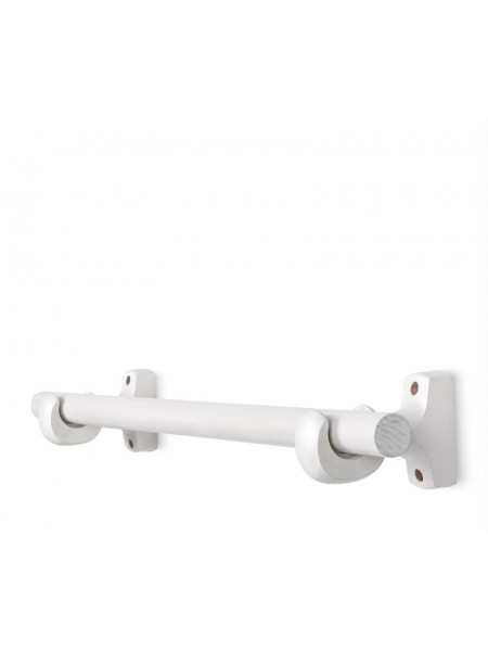 QYT11 1-1/8"  White Wood Single Double Wooden Curtain Rod Sets 