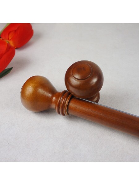 QYT1120 1-3/16" Wood Single Curtain Rod Set Similar Ball Finial