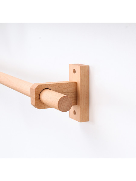 Natural Wood Single Curtain Rod With Wooden Drapery Brackets Customize(Color: Ash wood square ceiling bracket)