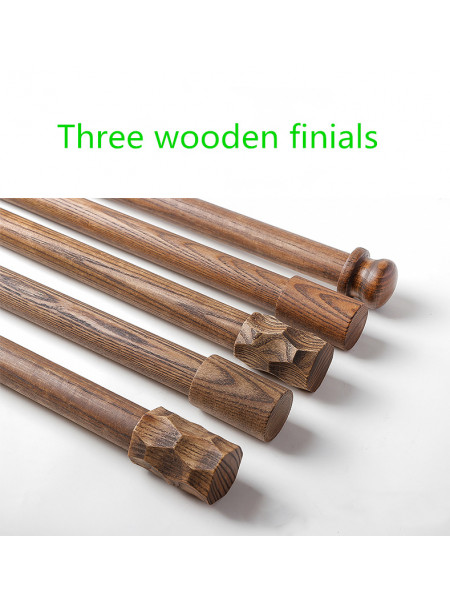 QYT13 1-1/8 Inch Single/Double Wooden Drapery Rods Black Walnut