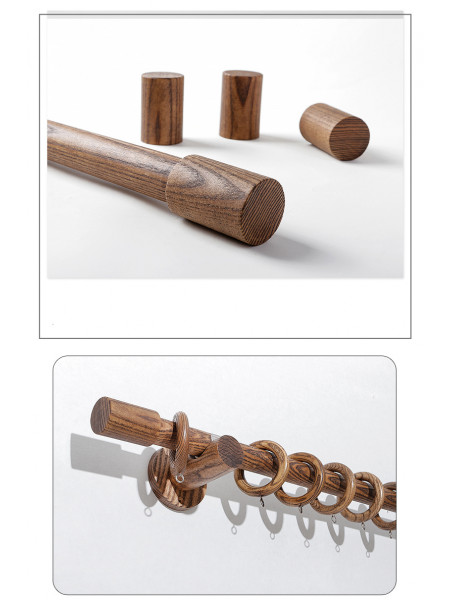 QYT14 1-1/8 Inch Black Walnut Wooden Curtain Rail And Wood Curtain Rail Fittings