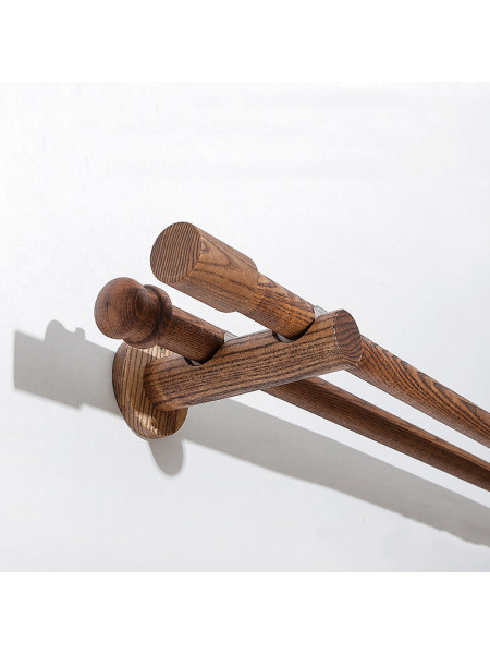QYT14 1-1/8 Inch Black Walnut Wooden Curtain Rail And Wood Curtain Rail Fittings