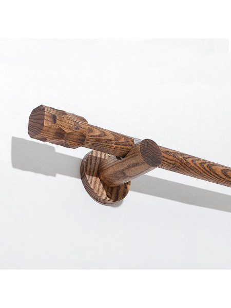 QYT15 1-1/8 Inch Black Walnut Wood Curtain Poles With Brackets And Finials