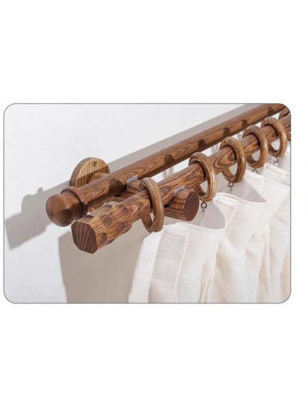 QYT15 1-1/8 Inch Black Walnut Wood Curtain Poles With Brackets And Finials