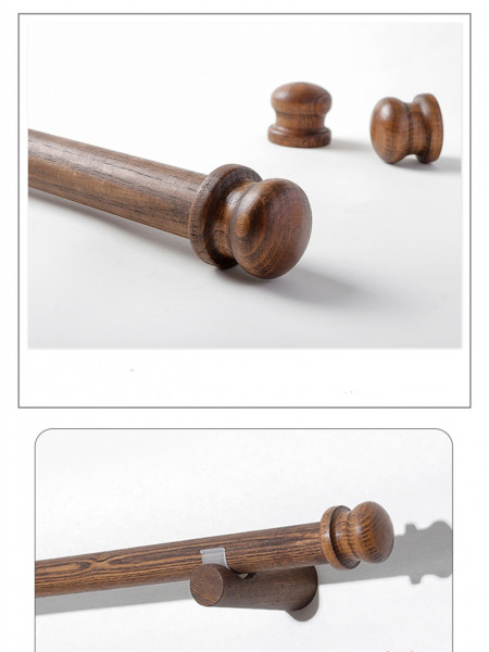 QYT15 1-1/8 Inch Black Walnut Wood Curtain Poles With Brackets And Finials