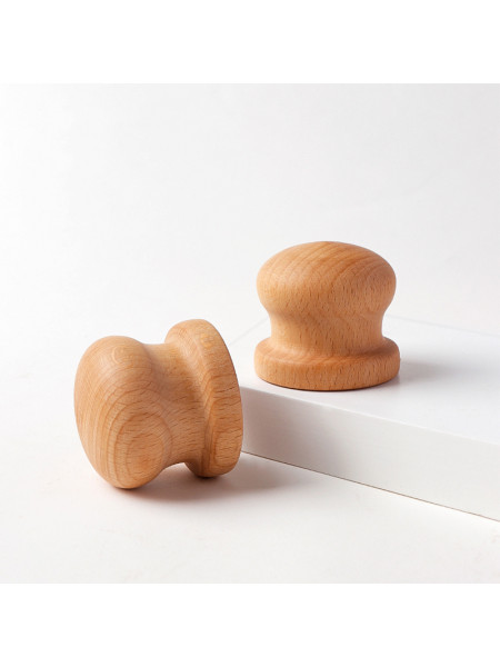 QYT104 Wooden Curtain Pole Finials For 1-1/8 Inch Light Ash Wood Rods(Color: Beech mushroom finials)