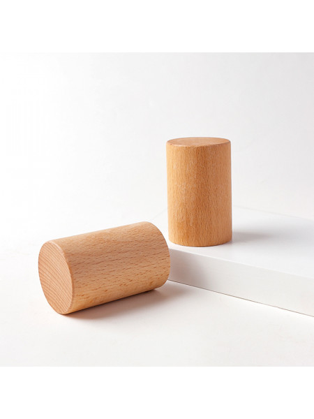 QYT104 Wooden Curtain Pole Finials For 1-1/8 Inch Light Ash Wood Rods(Color: Beech cylinder finials)