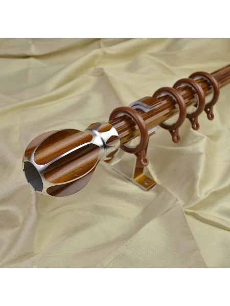 QYT2320 1-1/8" Diameter Wood Grain Rhombus Custom Single Curtain Rods