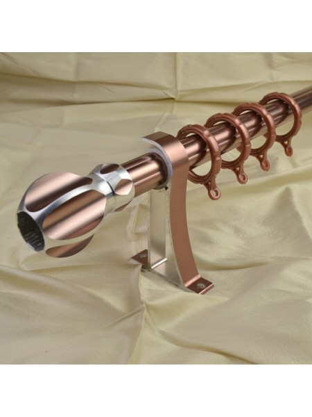 QYT2520 1-1/8" Diameter Custom Single Curtain Rods Metal Finial (Color: Rose Gold)