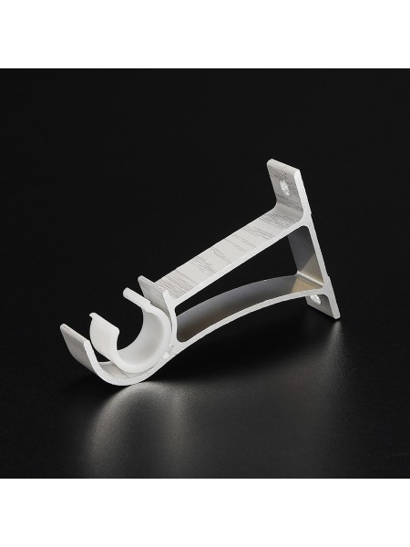 QYT2720 1-1/8" Super Thick Wood Grain Round Single Curtain Rod Set Metal Finial White Oak Bracket