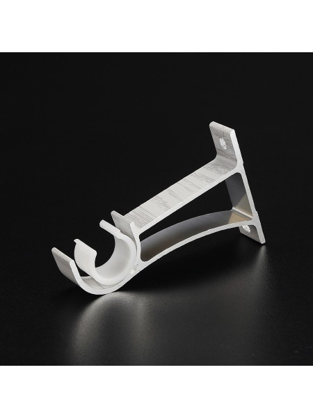QYT2820 1-1/8" Wood Grain Nano Mute Single Curtain Rod Set Crown Finial Custom Made White Oak Single Bracket