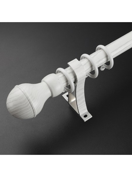 QYT2822 1-1/8" Wood Grain Nano Mute Single Curtain Rod Set Acorn Finial Custom Made (Color: White Oak)
