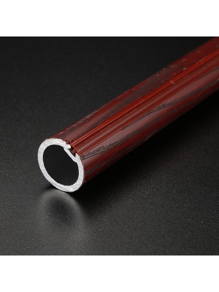 QYT2821 1-1/8" Wood Grain Nano Mute Double Curtain Rod Set Crown Finial Custom Made Red Wood Cross Section