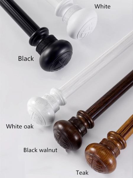QYT5322 1-1/8" Aluminum Double Drapery Rod And Brackets Wood Look