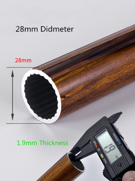 QYT5322 1-1/8" Aluminum Double Drapery Rod And Brackets Wood Look