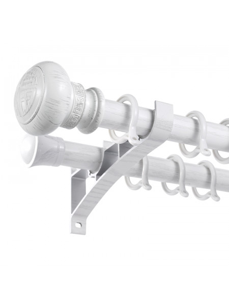 QYT5322 1-1/8" Aluminum Double Drapery Rod And Brackets Wood Look(Color: White oak)