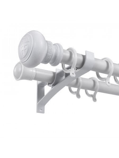 QYT5322 1-1/8" Aluminum Double Drapery Rod And Brackets Wood Look(Color: White)