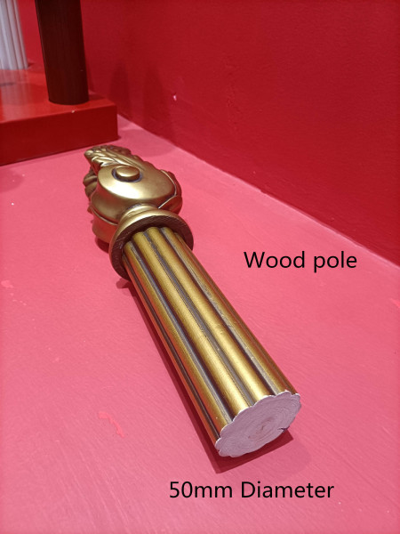 QYT60 Gold 2 Inches Diameter Custom Wood Curtain Rods With Brackets