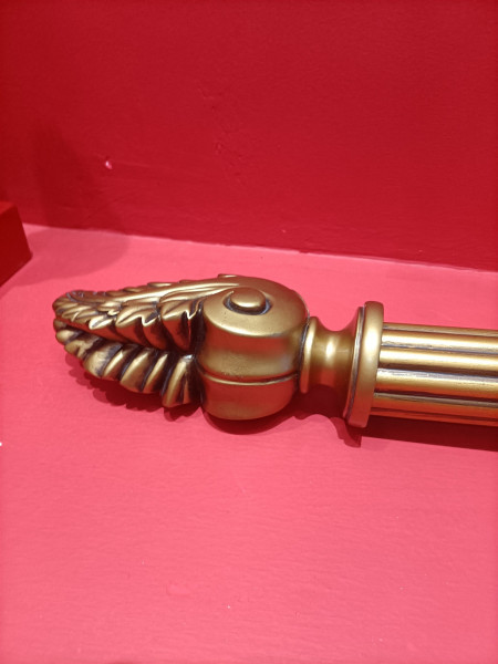 QYT60 Gold 2 Inches Diameter Custom Wood Curtain Rods With Brackets(Color: Gold tail finial)